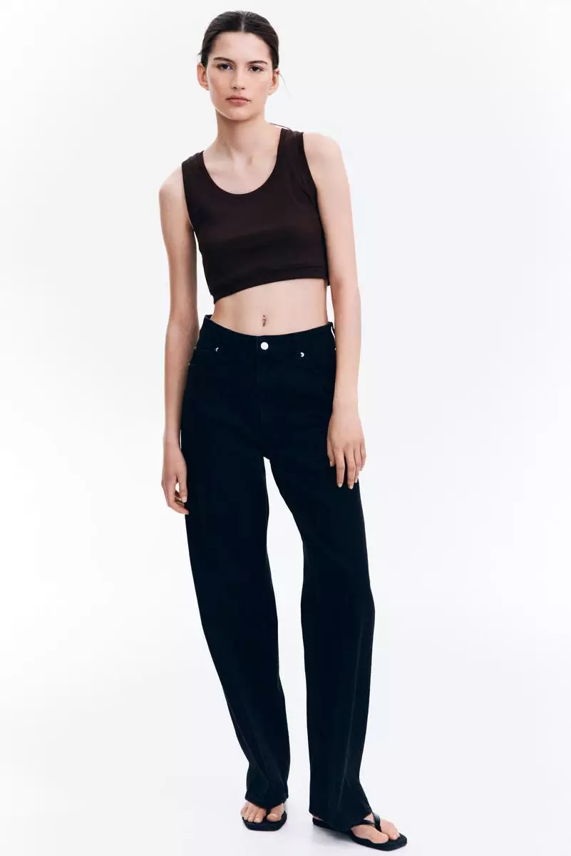 Cropped ribbed vest top