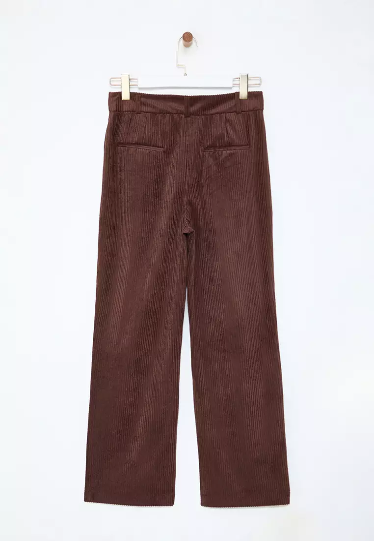 Brown Velvet Carrot Trousers