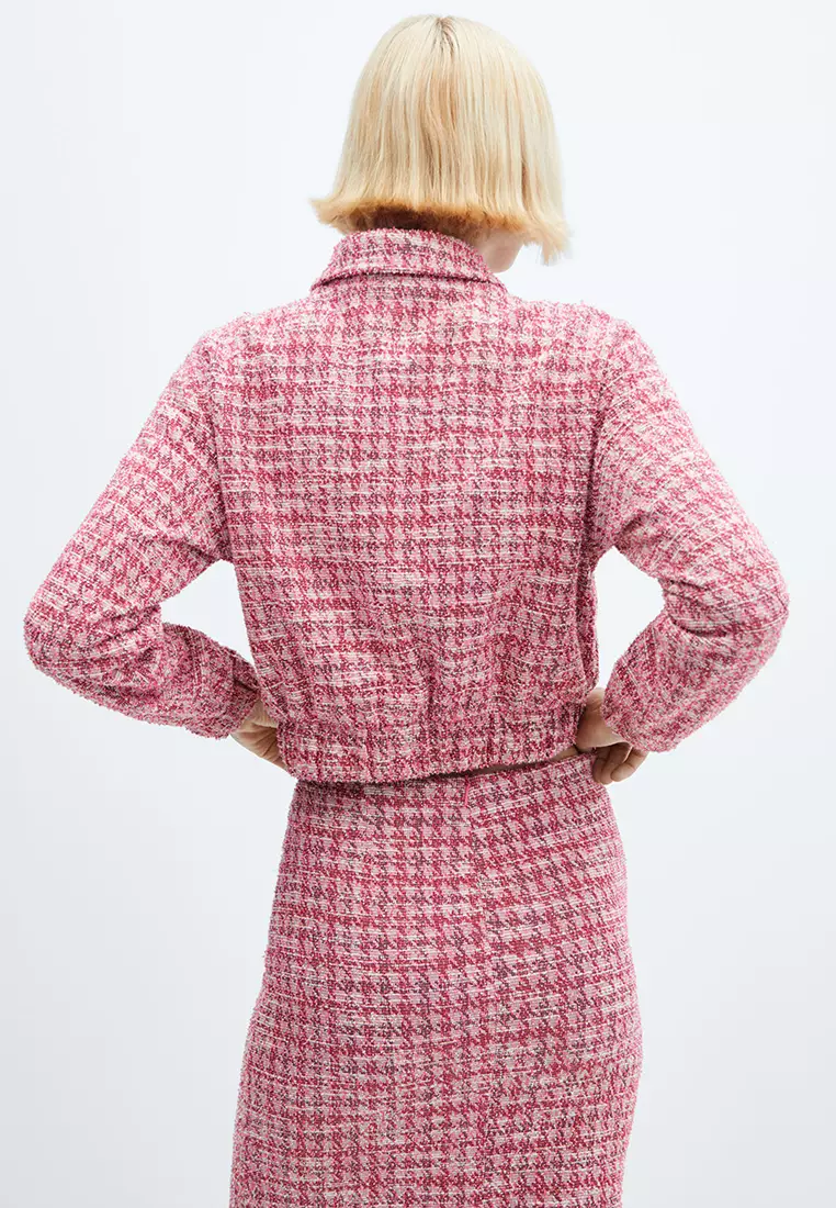 Mango pink tartan dress sales