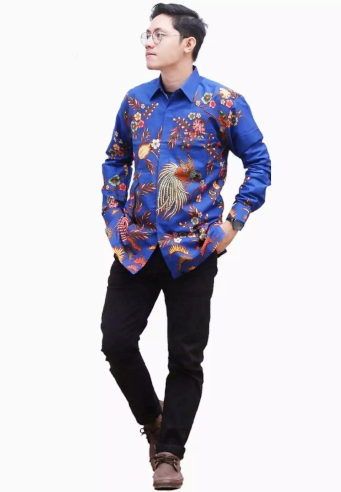 Gelatik Biru Kemeja Batik Pria Premium Slimfit Modern Lengan Panjang B.A