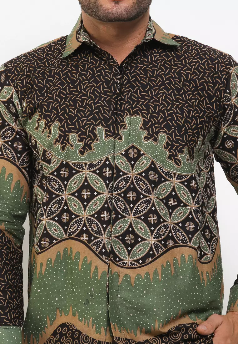 Kawung Kemeja Batik Exclusive Premium Pria Casual Modern Lengan Panjang