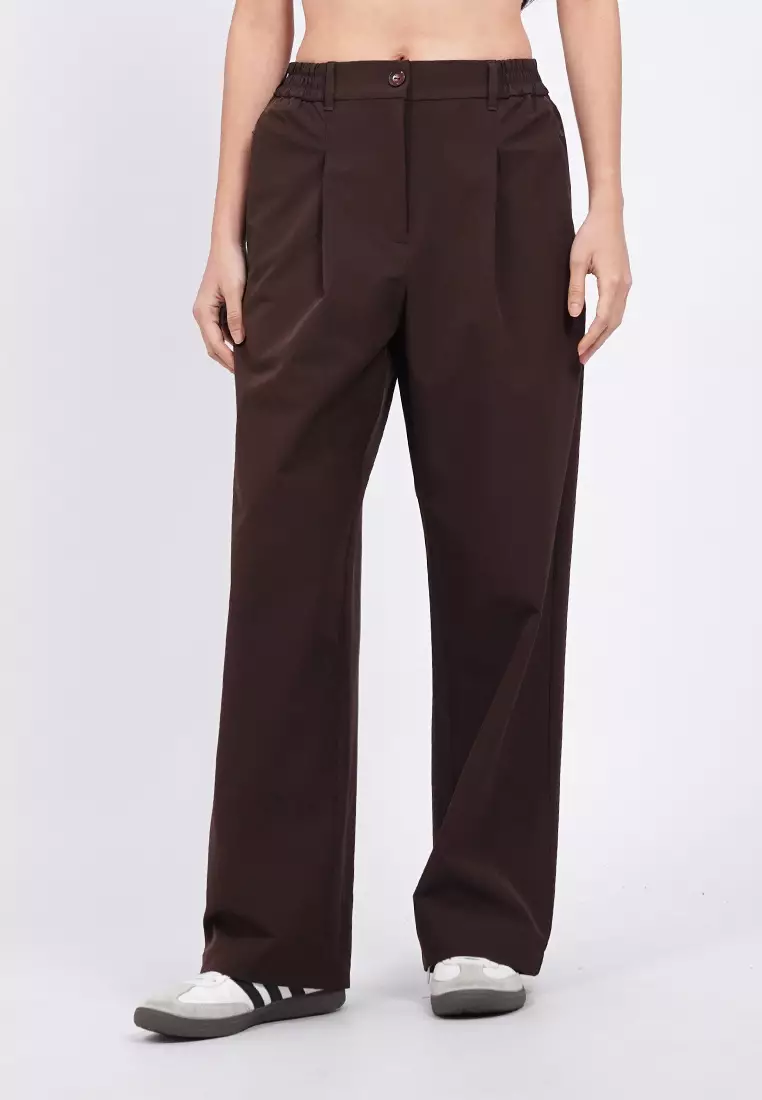 Active Long Pants with Pleat Details