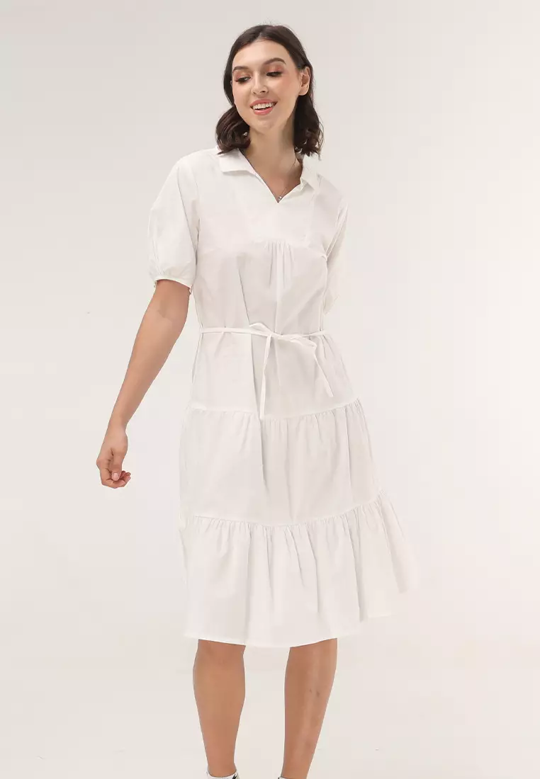 Cotton Poplin Short Sleeve Dress