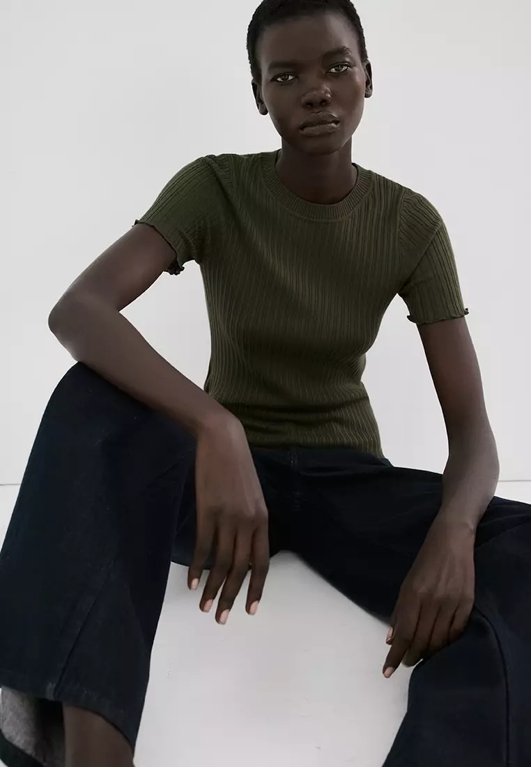 Ribbed Knit T-Shirt