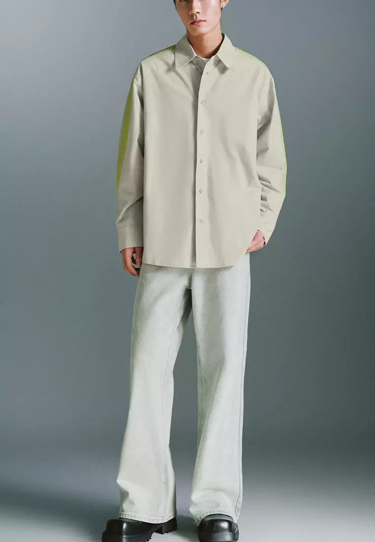 UR冬季新款男装植物系晕染棉质宽松开襟衬衫UMF240072