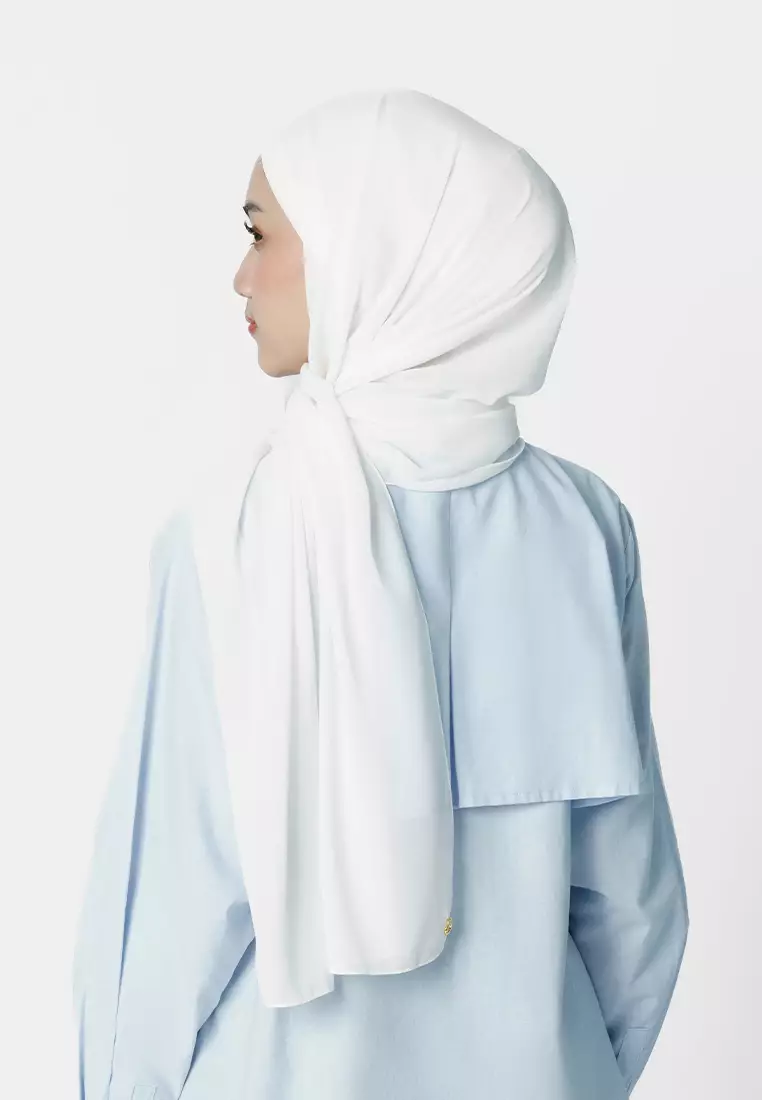 Jenna and Kaia - Ideline Pashmina 2.0 White Whisper - Pashmina Instan Premium