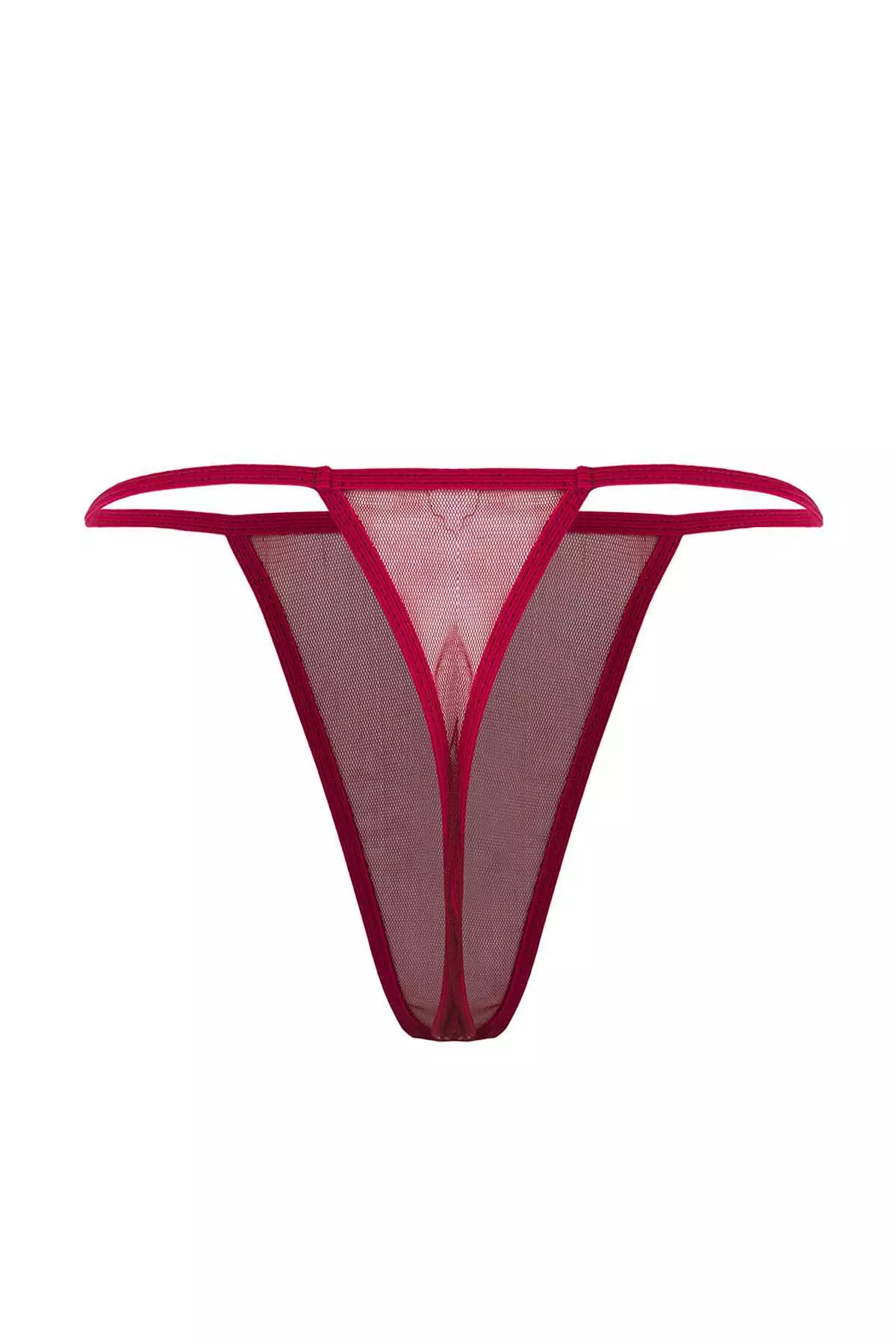 Burgundy Uncovered Lace Tulle/Mesh Suspender Pantyhose Babydoll/Fantasy Nightgown