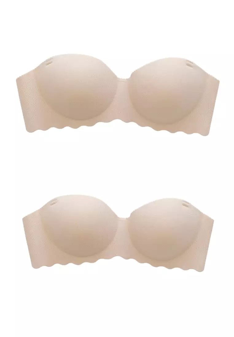 Buy Love Knot [2 PACKS] Seamless Wireless Push Up Bra Lingerie With  Detachable Straps (Cream White) Online