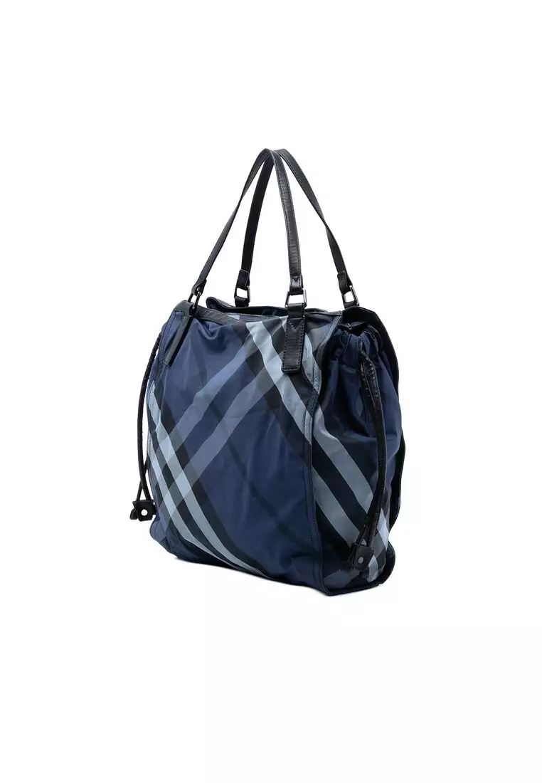 Pre-Loved Burberry Supernova Check Nylon Buckleigh Tote