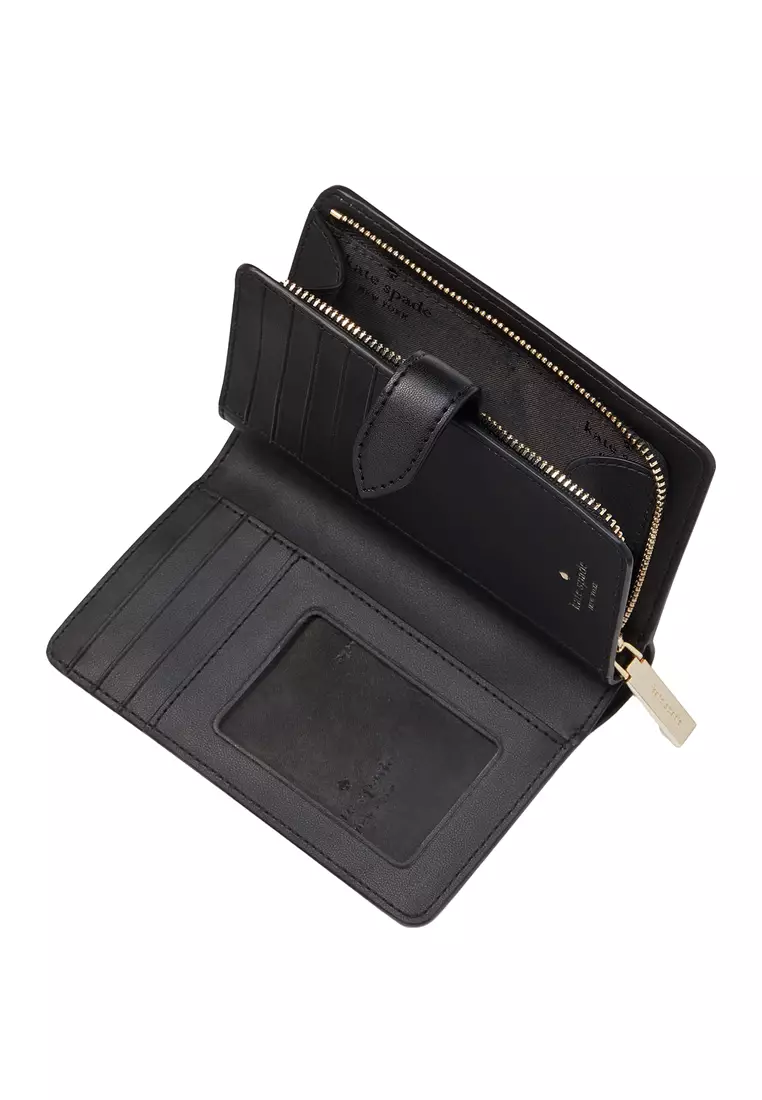 Spade Flower PVC Medium Compact Bifold Wallet Black Multi KG488