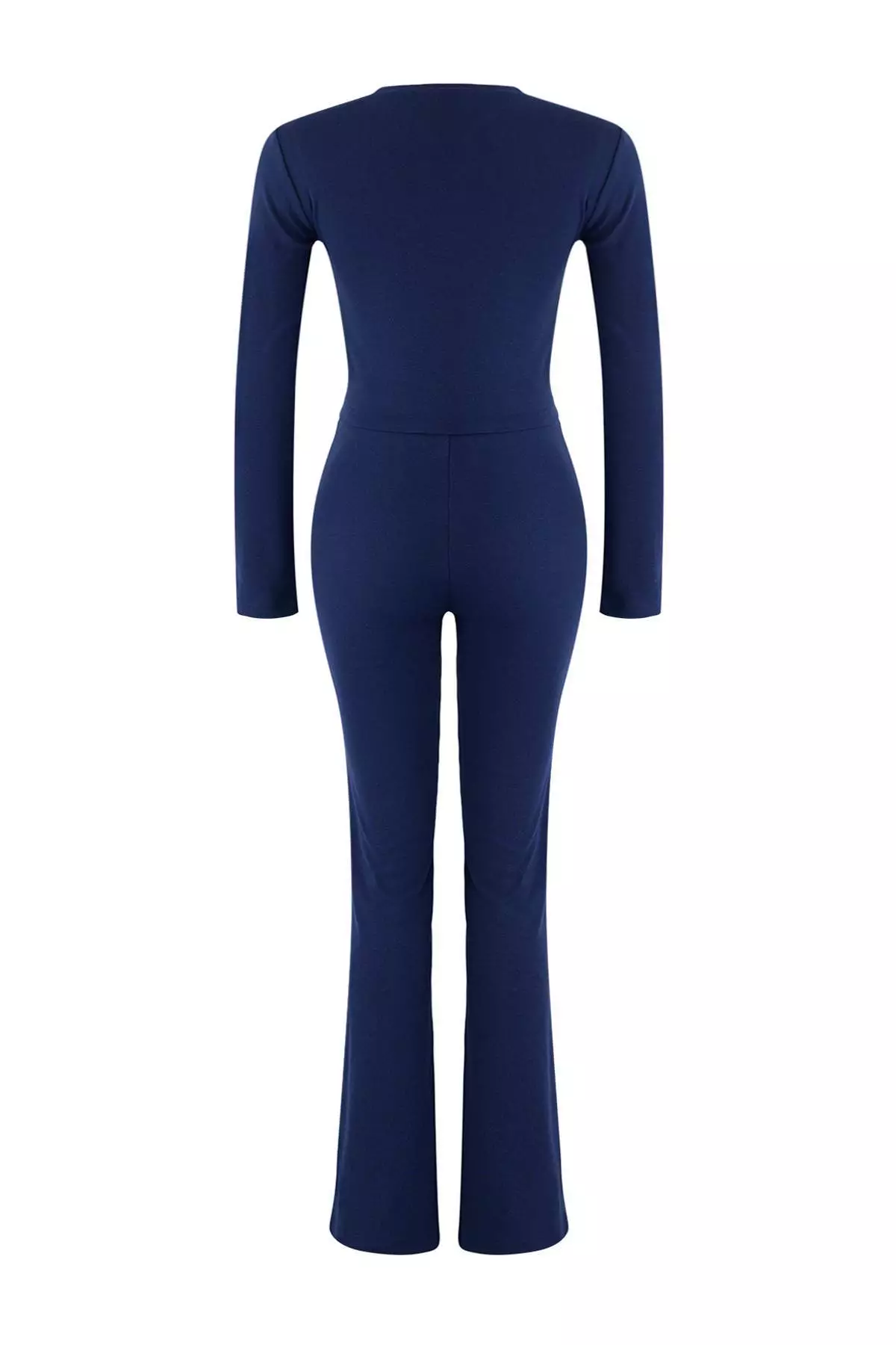 Navy Blue Slim/Fitted Stretch Knitted Bottom Top Suit