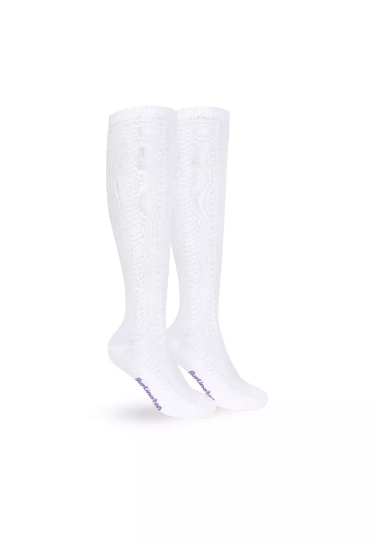 Girls’ Embossed Cotton Thin Casual Knee High Socks 3 pairs in 1 pack BGKHMG2