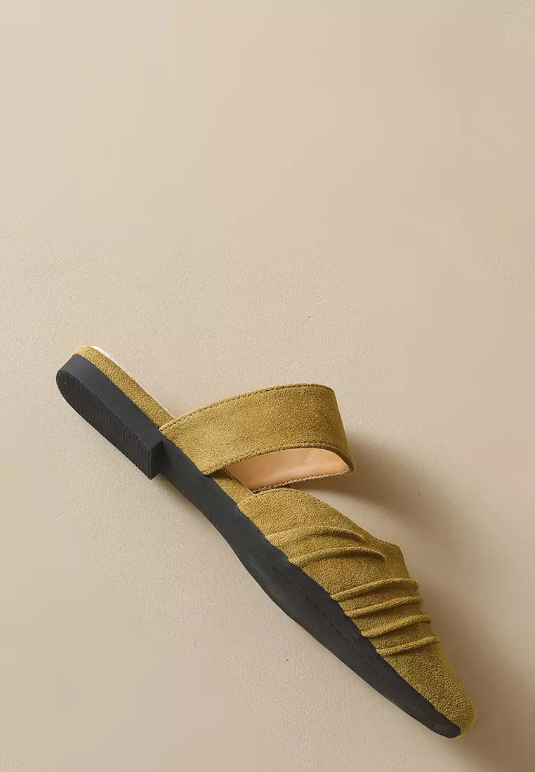 Pleated Suede Mules WW206-2