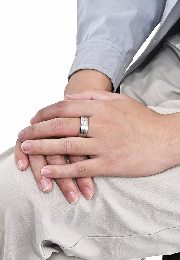 Stylish Chic Titanium Steel Zircon Ring JW QF-JZ910