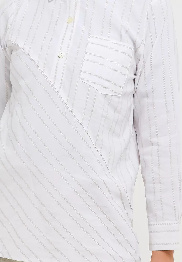 MFMW Jinrong Blouse Coklat Cream Motif Garis