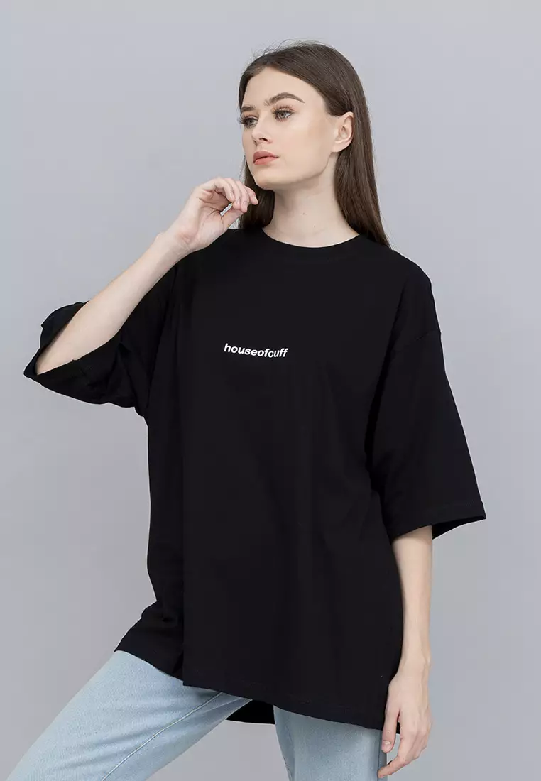 Houseofcuff Kaos Oversized T-shirt Wanita Unisex Tebal Hitam To Be