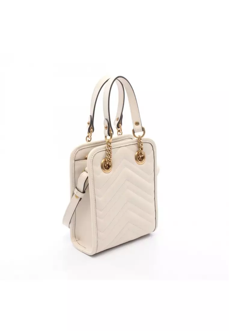 Pre-Loved Gucci GG Marmont chain handbag leather white 2WAY