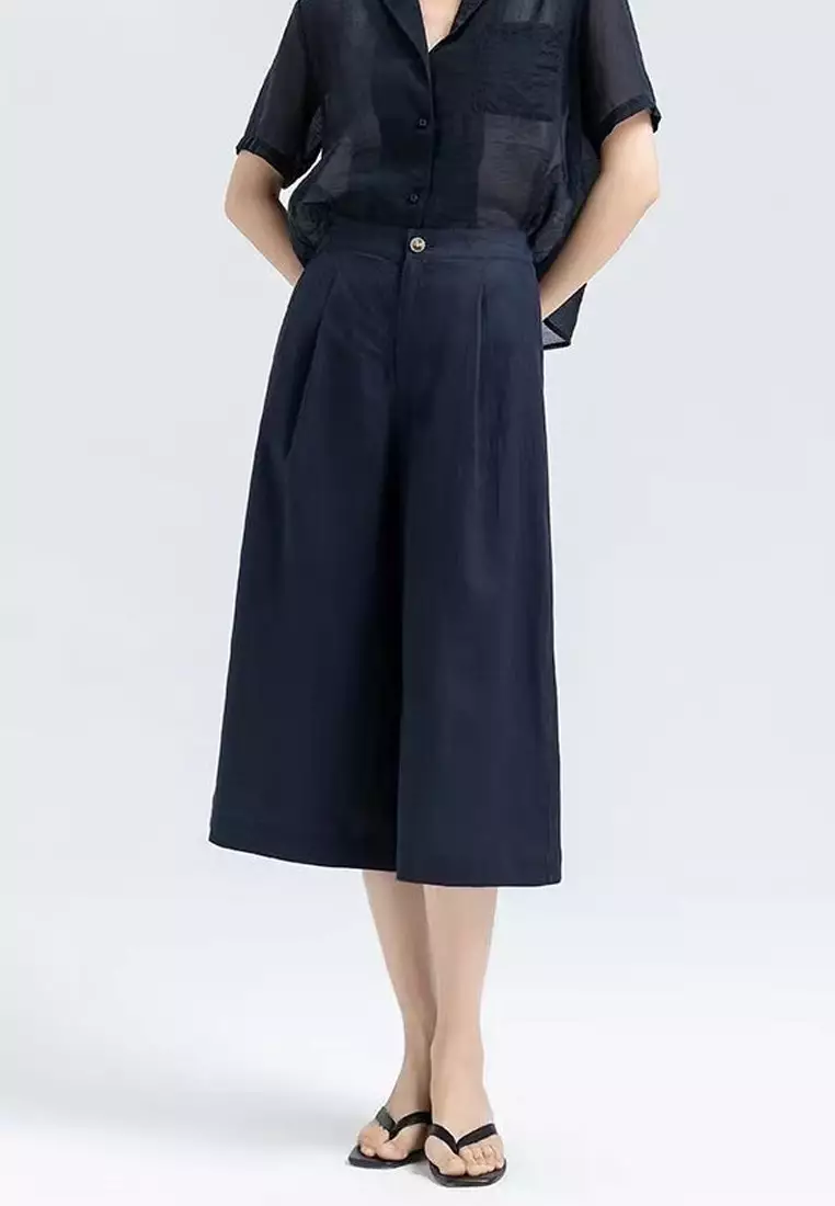 Crimped Cotton-flax Wide-legged Pants RZ-C138