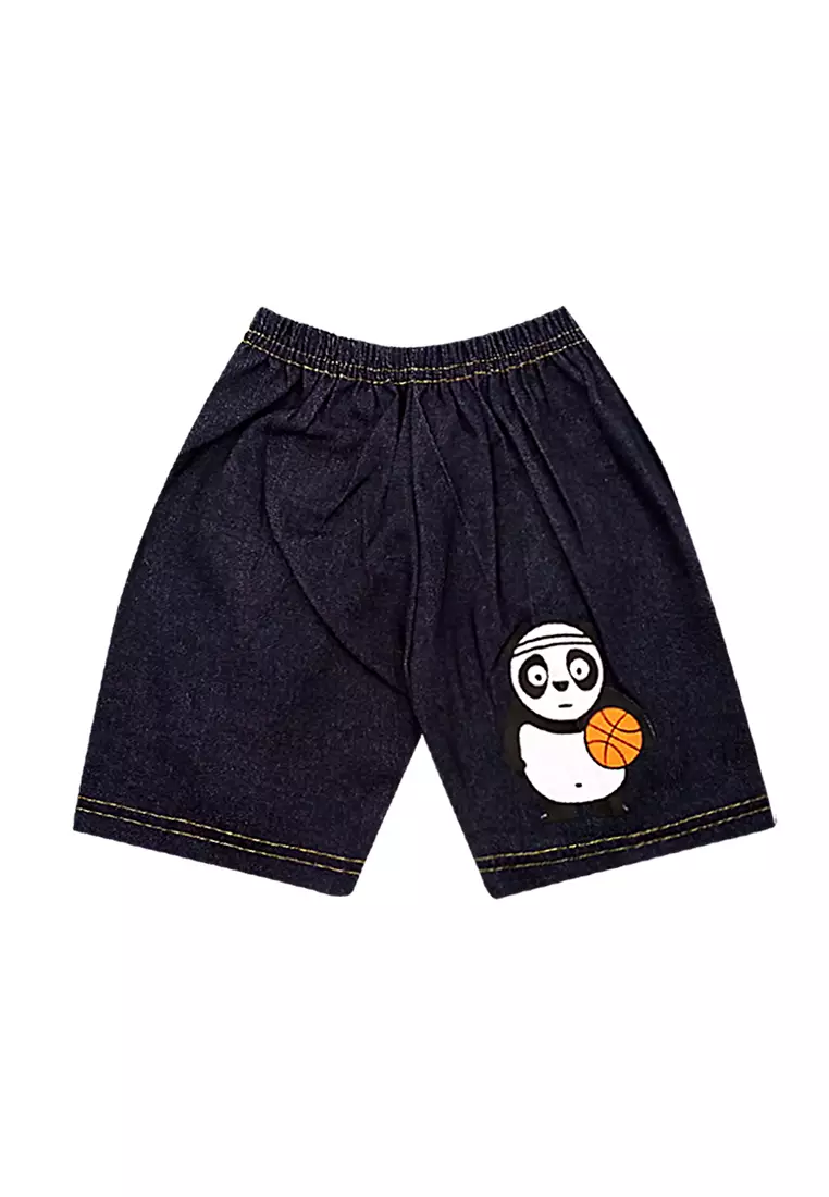 Skabe Pakaian Bayi Anak Laki Laki Baju Atasan Lengan Pendek Motif Panda Setelan Celana Jeans All Size Warna Tua Usia 6 Bulan Hingga 12 Bulan 3422 Wakakids Waka Kids