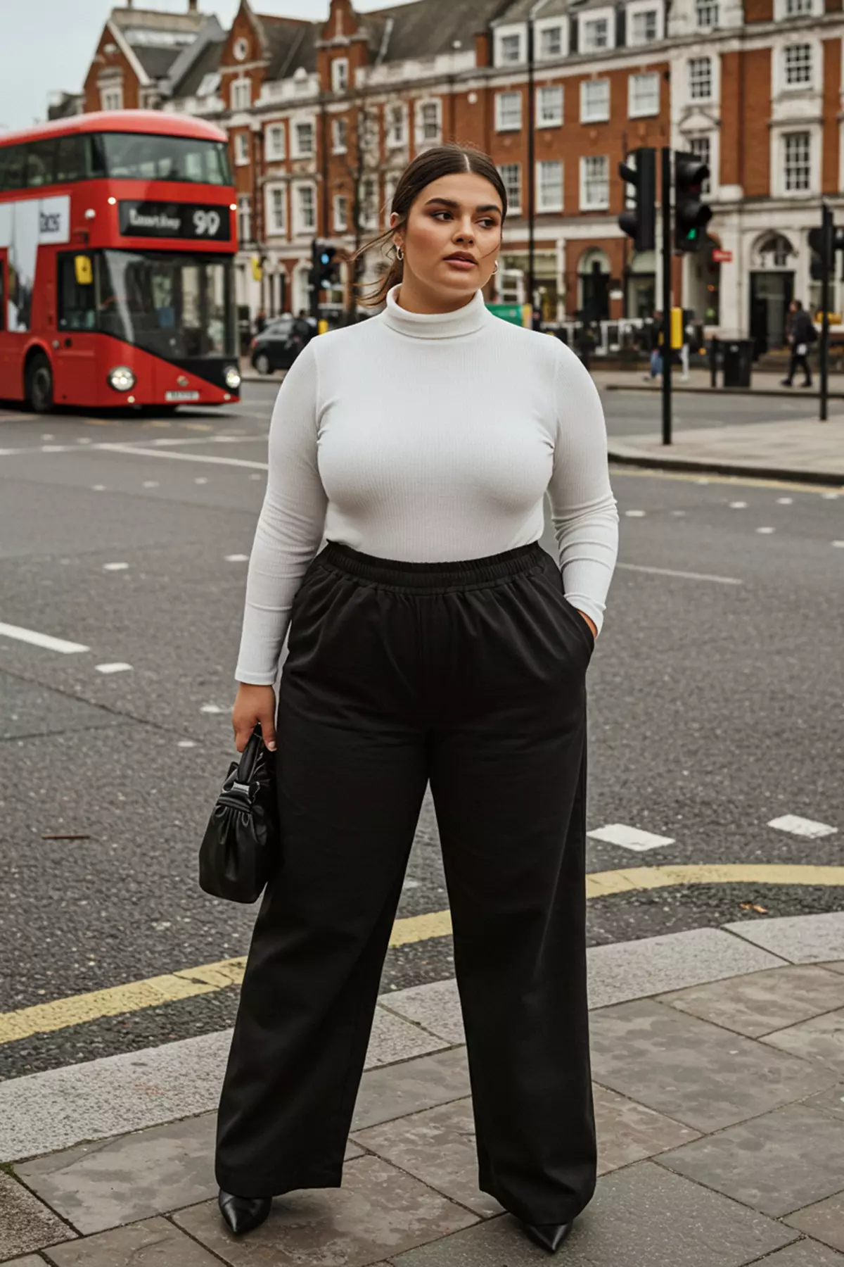 Plus Size Woven Viscose Trousers