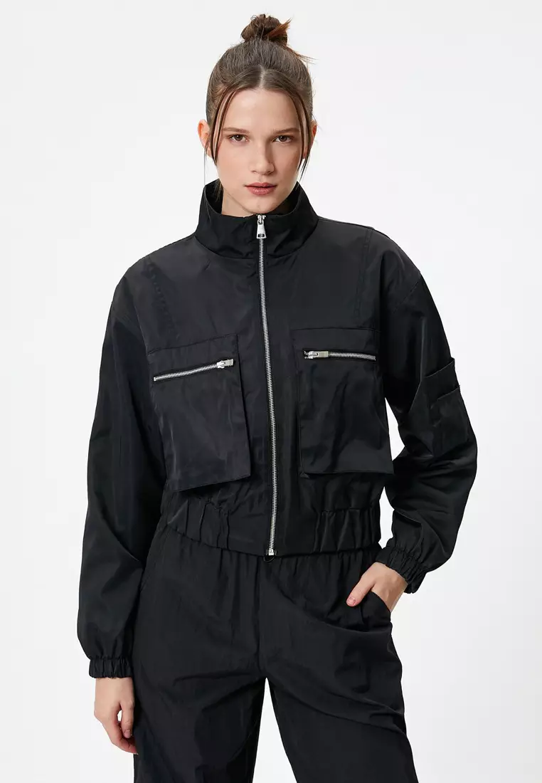 Jual KOTON Zipper High Neck Pocket Bomber Jacket Original 2025