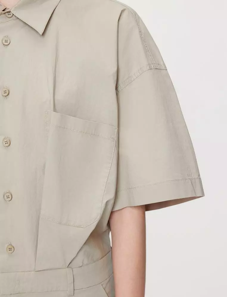 Short Sleeve Collared Utility Jumpsuit