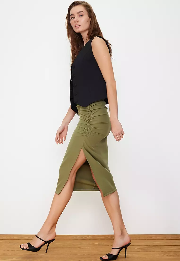 Ruched Midi Skirt