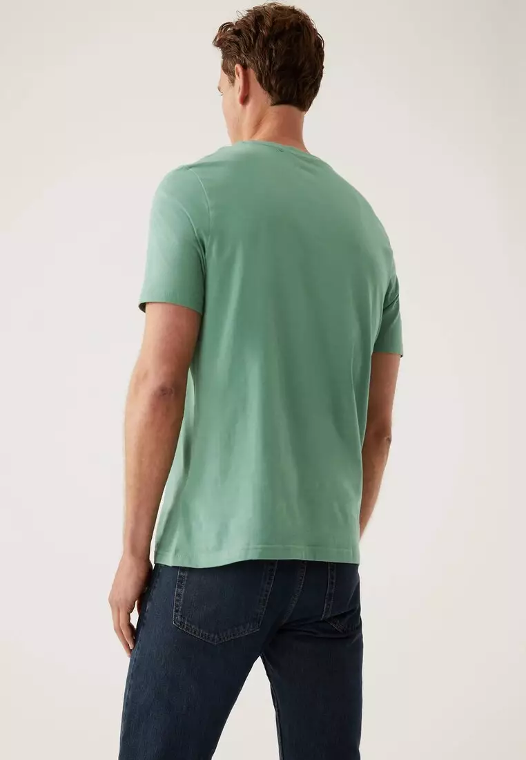 Buy MARKS & SPENCER M&S Collection Pure Cotton Crew Neck T-Shirt 2024  Online