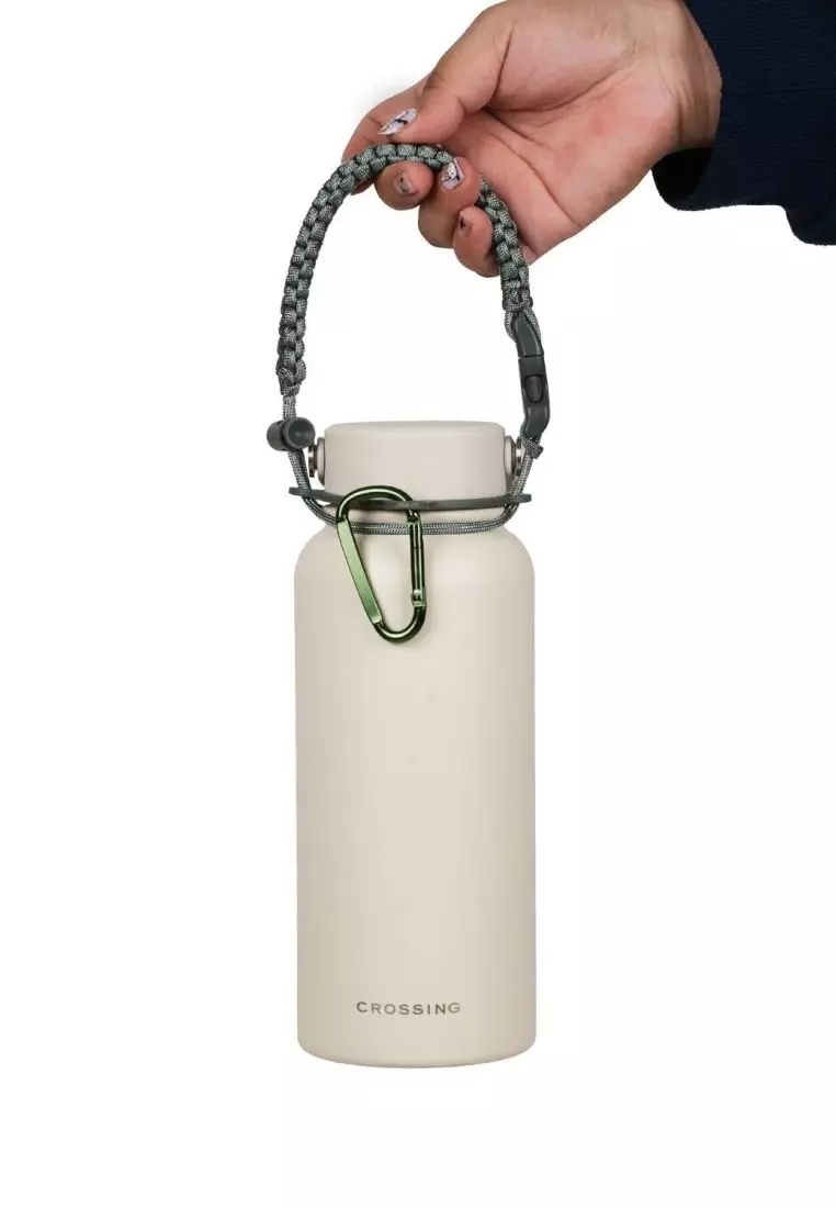 Crossing Paracord Bottle Carrier Strap with Carabiner - Grey