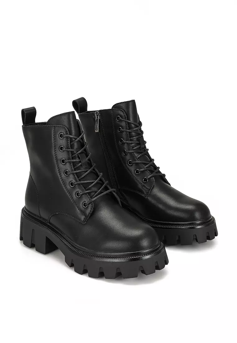 All black lace top up boots