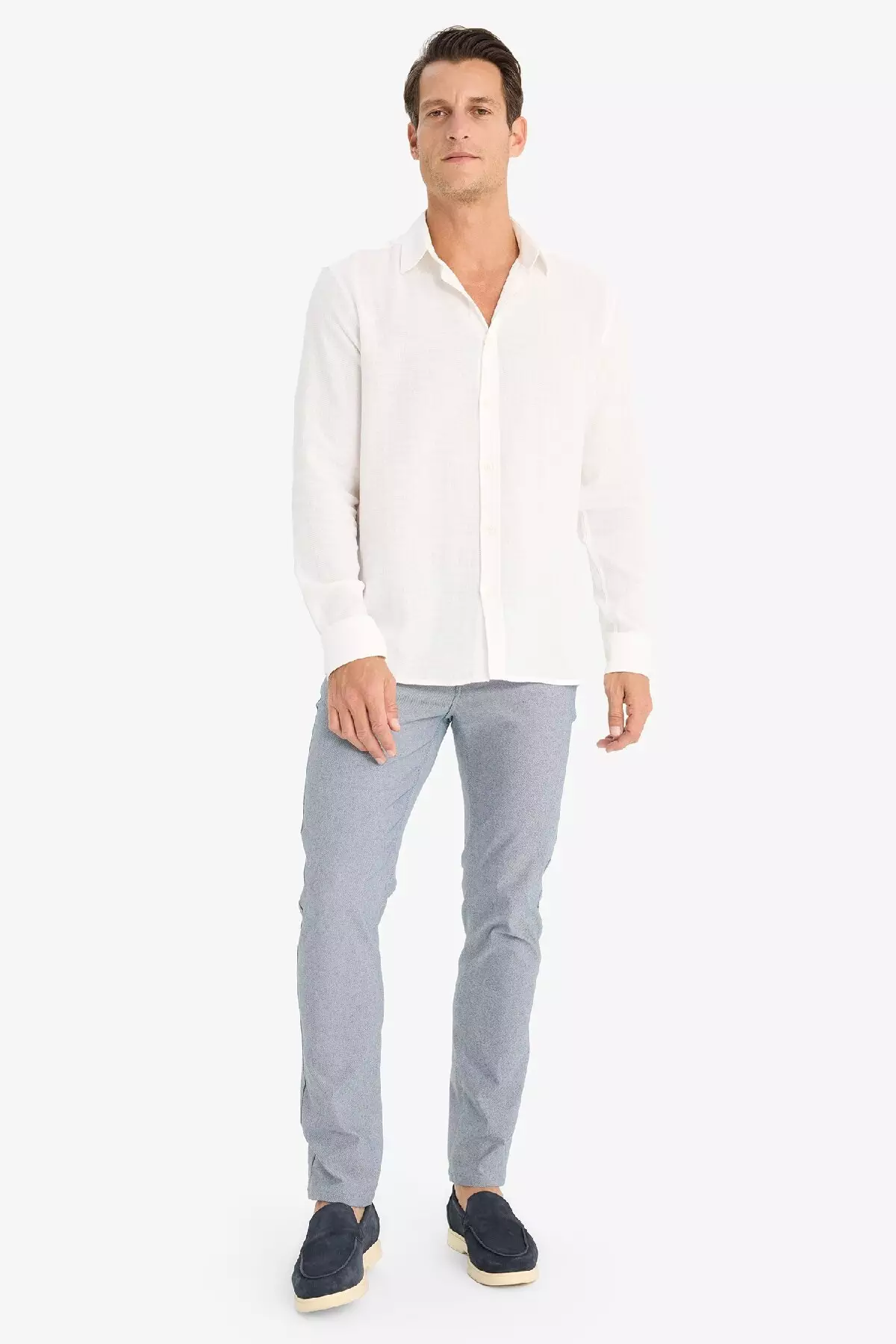 Summer Chino Canvas Textured Trousers Slim Fit Slim Fit Pockets Narrow Leg T1055Az25Sp