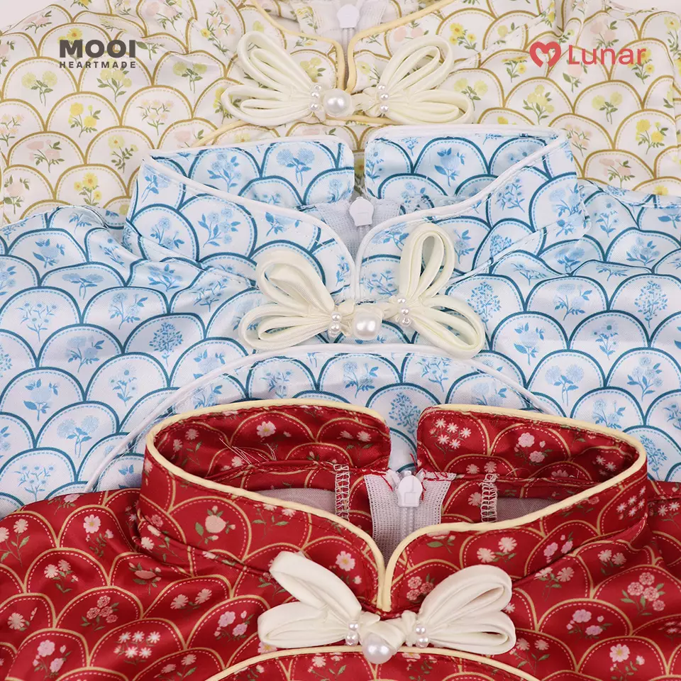 Mooi Dress Anak Perempuan Lunar Collection Huan Cheongsam Dress - Trellis Cream