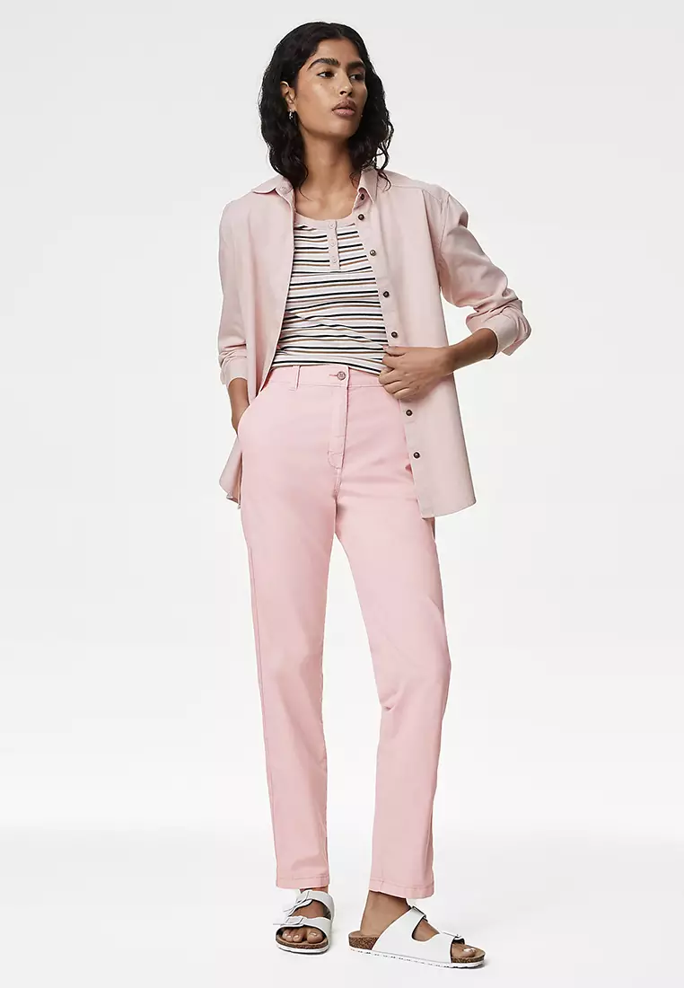 Cotton Rich Tea Dyed Slim Fit Chinos