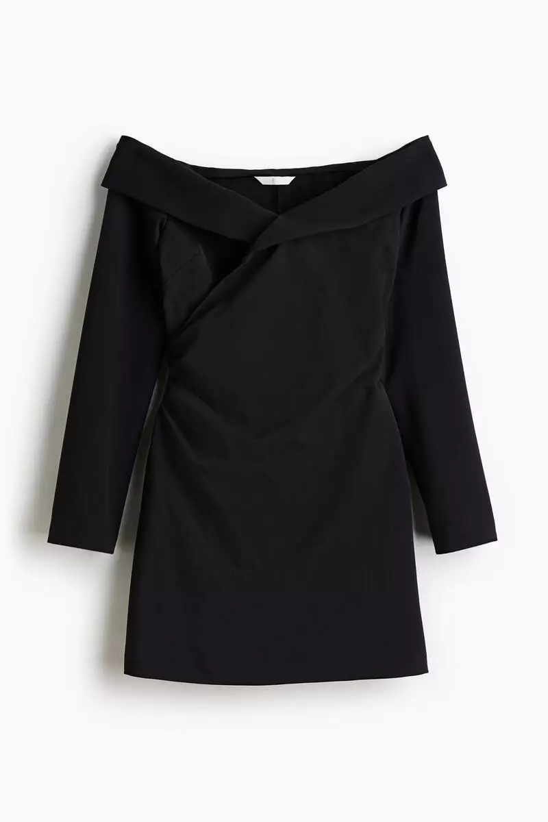 Off-the-shoulder wrap dress