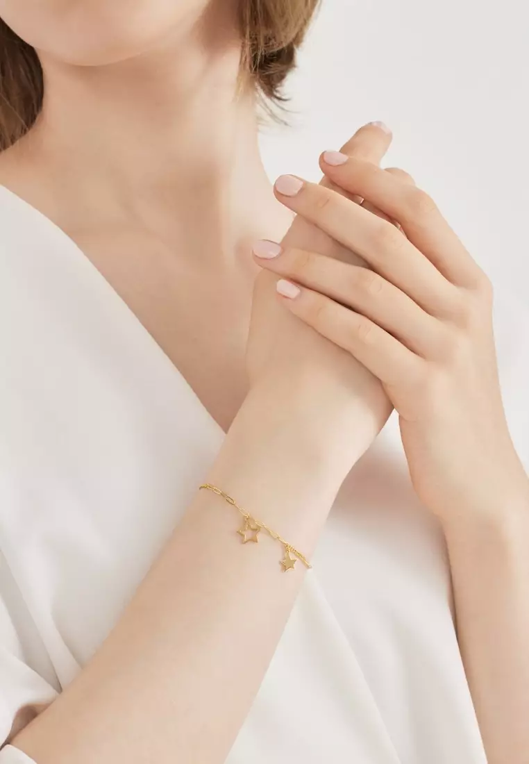 999 Gold Essence Star Bracelet for Women 18cm 93684B Price-by-Weight 3.74g Gold