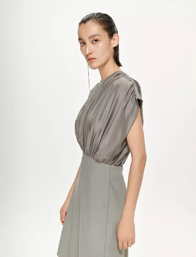 電力紡X型修身優雅無袖連衣裙