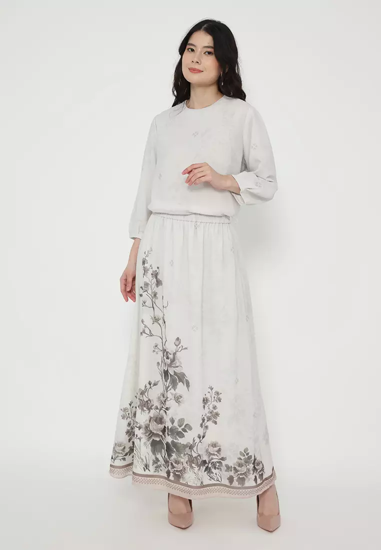 Setelan Wanita Blouse Chiffon & Rok Panjang Motif Floral (Dijual terpisah)| Outfit Formal & Lebaran By Brilliant Girl Warna BLOUSE