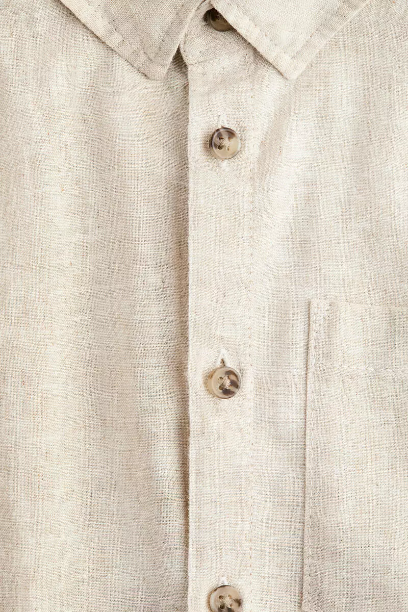 Short-sleeved linen-blend shirt