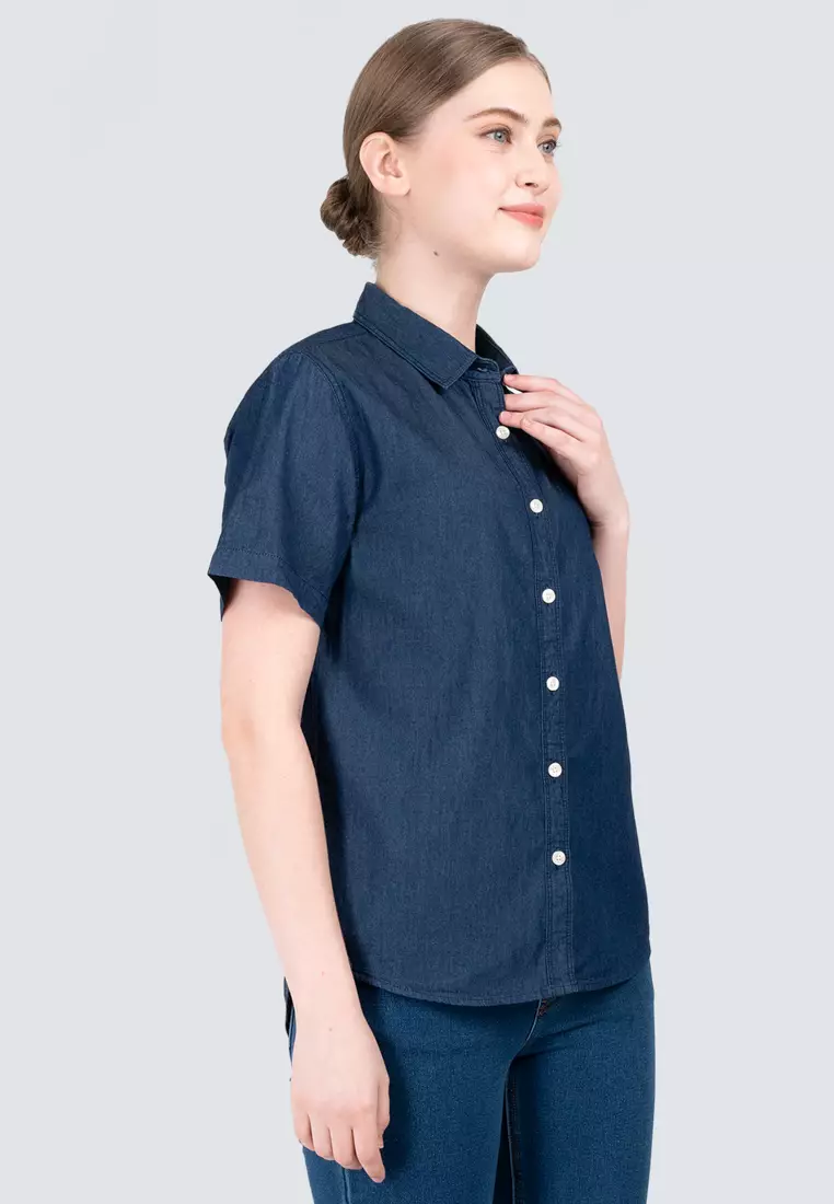 Polo Haus - Women’s Signature Fit Denim Short Sleeve Shirt WWSSV004