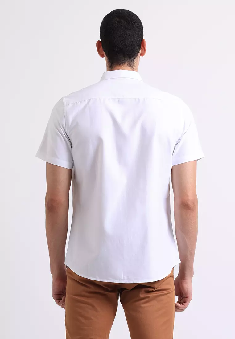 Manzone Kemeja Lengan Pendek Pria Slim Fit Kobe - White