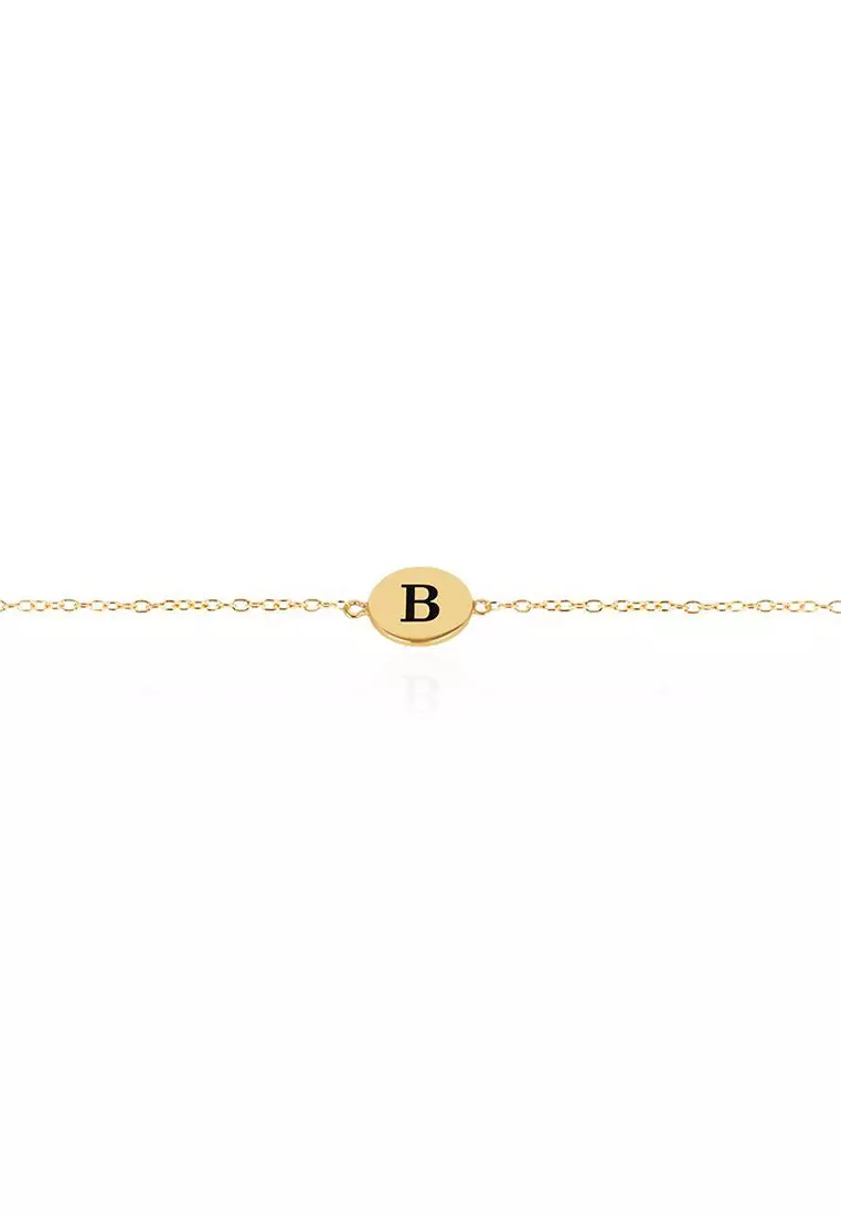 Vermeil Initial Disc Bracelet - B
