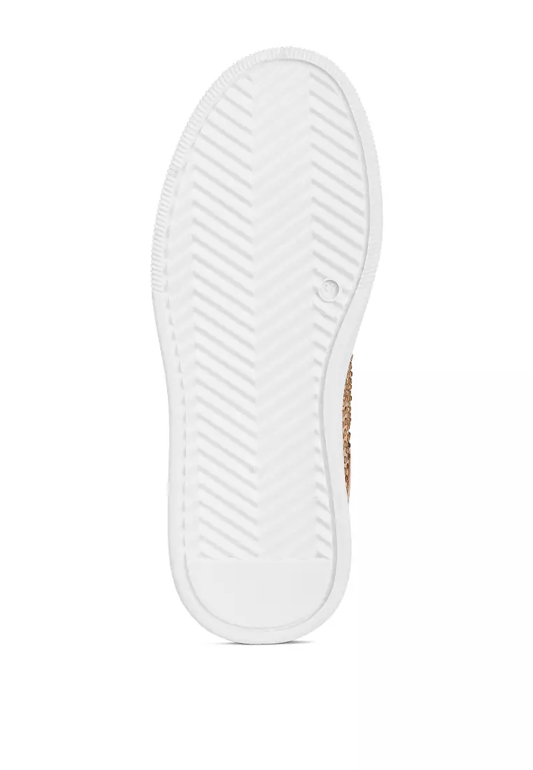 駝色水鑽裝飾厚底運動鞋