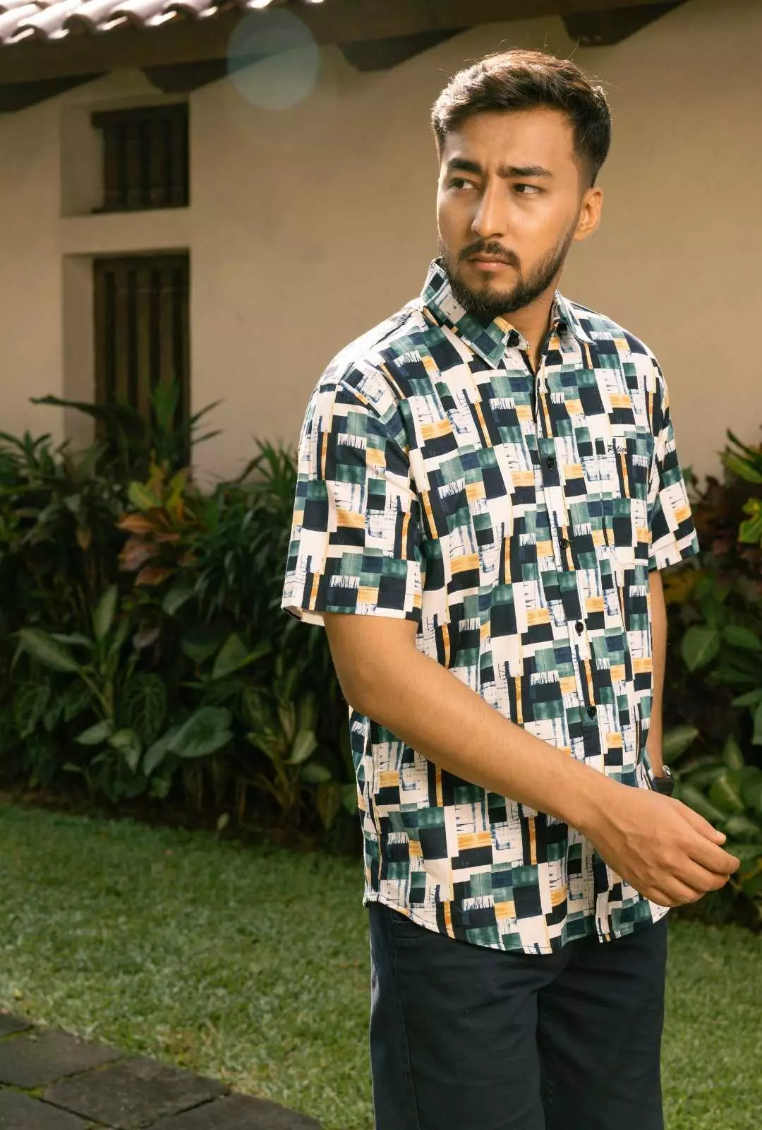 POLICE Kemeja Printing Cotton Tencel Regular Fit Pria