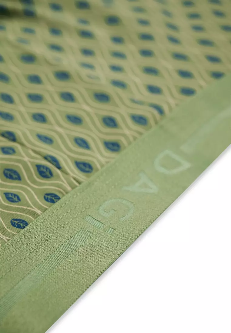 2-Pack Blue-Green Basic Boxer, Leaf Patterned, Regular Fit, Underwear for Men