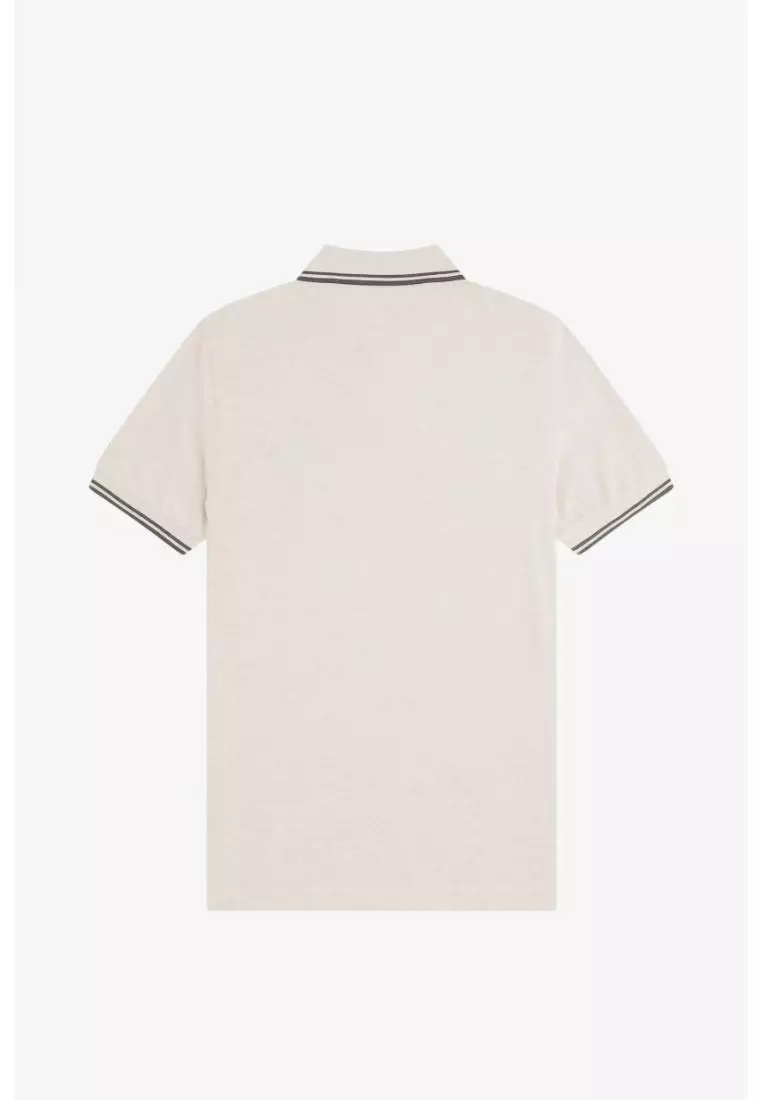 Fred Perry M3600 Twin Tipped Fred Perry Shirt (Porridge Marl / Anchor Grey / Anchor Grey）