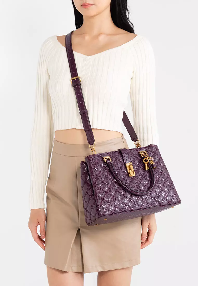 Guess gaia triple compartment satchel clearance