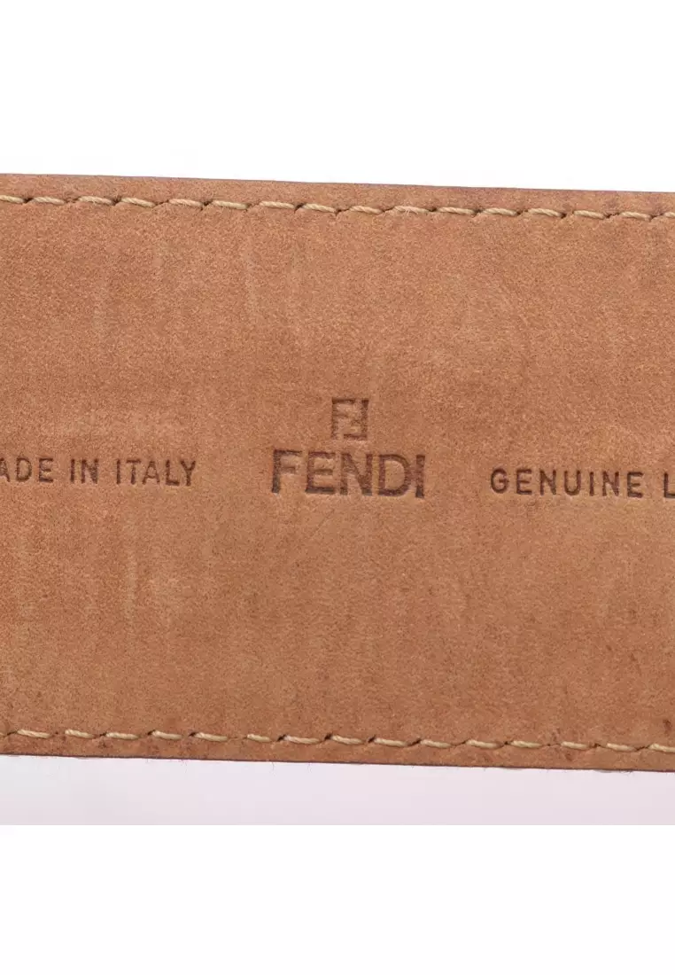 Pre-Loved Fendi belt canvas leather Red multicolor gold hardware