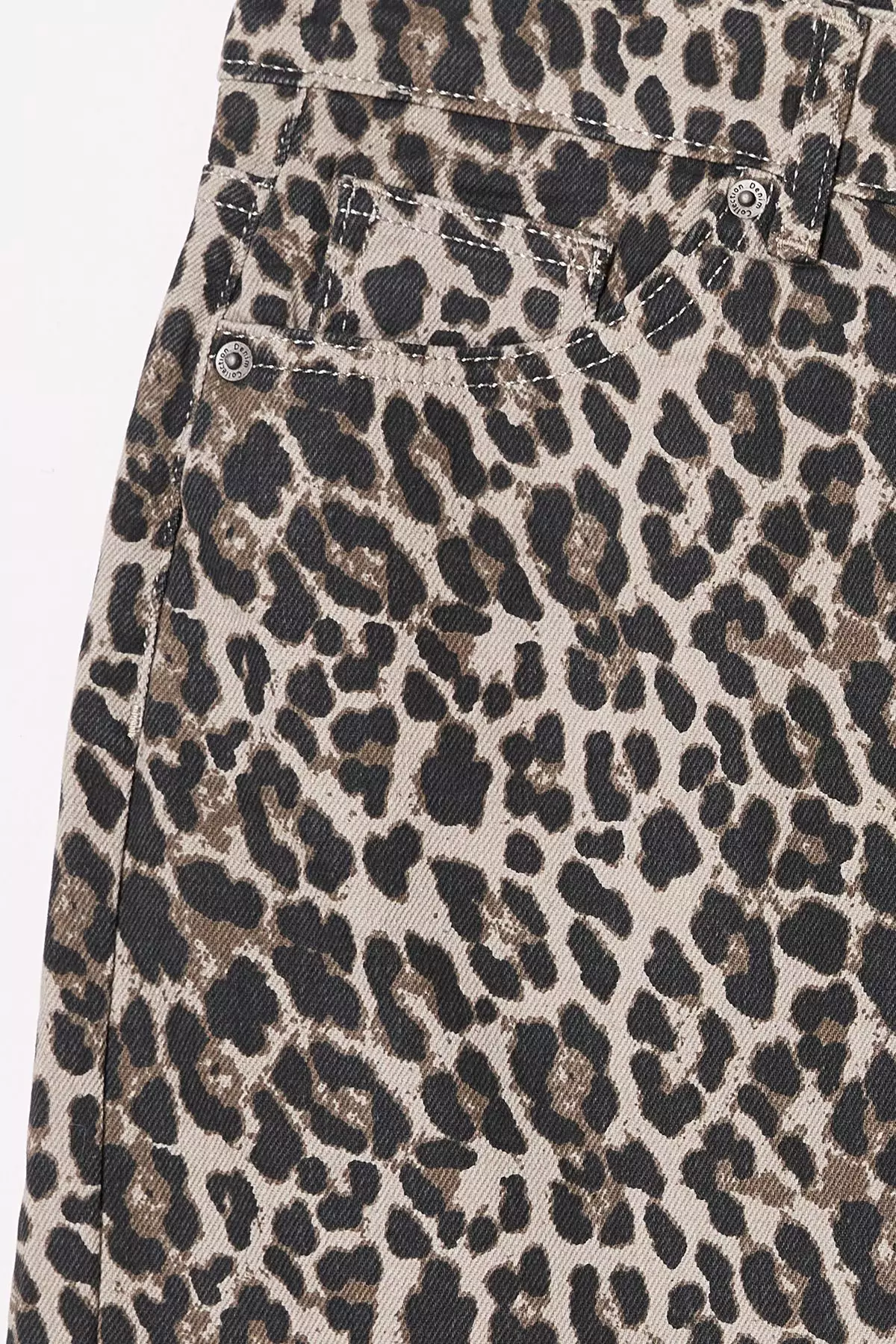 Animal Patterned Plus Size Denim Shorts Skirt