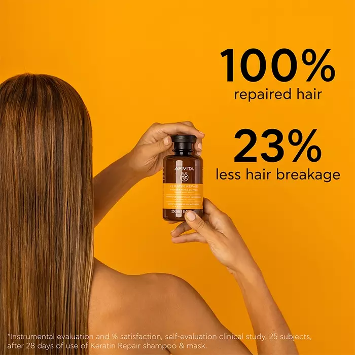 Apivita Keratin Repair Nourish & Repair Conditioner 150 ml | Perawatan Conditioner Rambut Natural Non SLS untuk Rambut Rusak dan Kering Menutrisi Memperbaiki dan Mencegah Bercabang