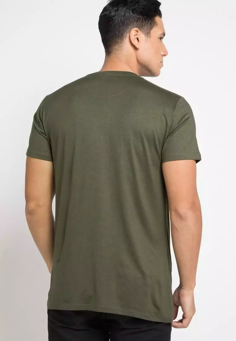 MTE42F Kaos Pria Simple Jepang Thdy Kith Katakana Ga T-shirt Olive
